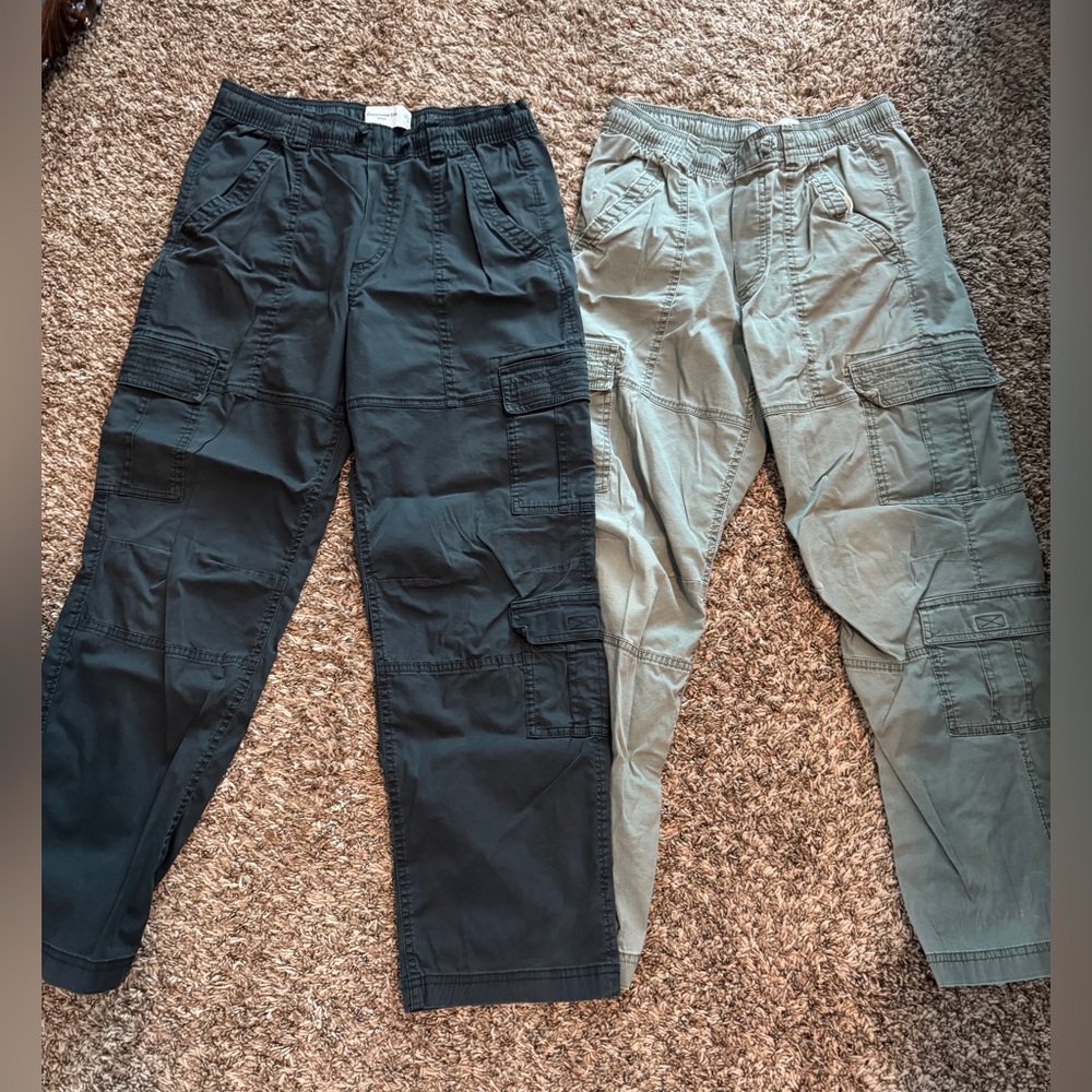 Bundle abercrombie kids Black and Olive Baggy Cargo Pants, Size 13/14